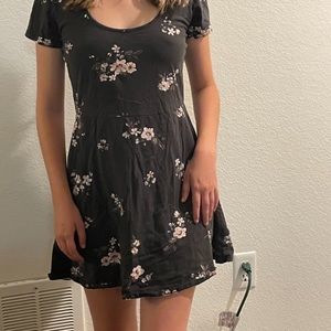 Floral grey t shirt dress